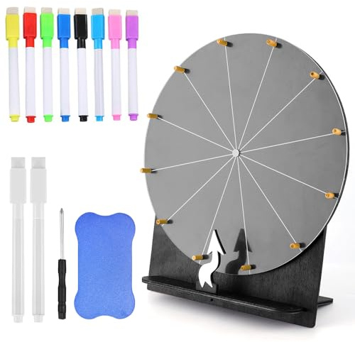 KQWVZ Roue De La Fortune, 29cm Roue Porte-Bonheur, Roue De Fortune À Personnaliser, Roue de La Fortune à Tourner avec Gomme et Marqueur, pour Jeux de loterie, Jeux de Mots, Carnaval, fête