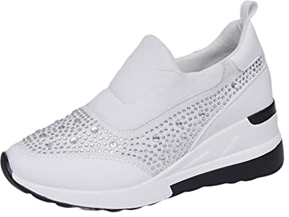 Chaussures compensées respirantes pour femme - Baskets légères à plateforme avec talon compensé de 5 cm - Chaussures de sport d'extérieur antidérapantes - Chaussures de course confortables -