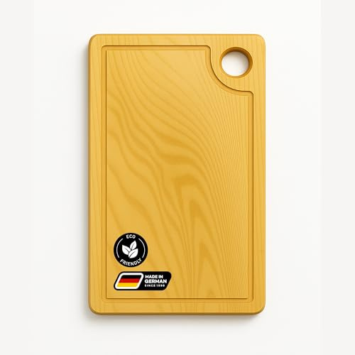 Eichenschneidebrett 45 x 30 x 2 cm Hackbrett Eichenbrett rechteckig Holzbrett Holzschneidebrett Schneidebrett mit Saftrille Küchenbrett klingenschonend