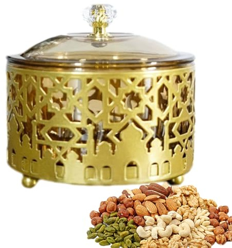 per caramelle con coperchio, design a stella, vassoio decorativo festivo, contenitore per snack e, ideale per feste di famiglia, matrimoni, banchetti e come decorazione da tavolo per
