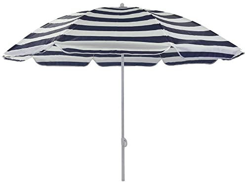 WEBMARKETPOINT Parasol de plage Diamètre 180 cm Couleur Bleu et Blanc Étui à bandoulière