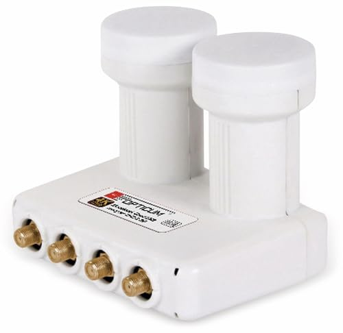RED OPTICUM LMQP 04H Monoblock Quad LNB 0.1dB - LNB Doppelkopf für 4 Teilnehmer & 2 Satelliten mit integriertem DiseqC - 3D UHD 4K Ready - Monoblock LNB Astra Hotbird inkl. Wetterschutztülle