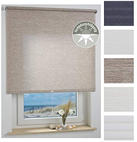 ourdeco® Rollo, Spring-, Schnapprollo/Stoffbreite: 78 x Auszugslänge: 180 cm Struktur Natur Sand/Dekor, Tageslicht, lichtdurchlässig