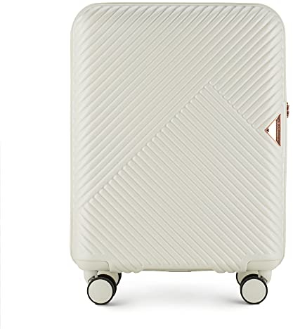 WITTCHEN GL Style Line | Reisekoffer Handgepäck Kabinengepäck Rollkoffer Hartschale aus Polycarbonat mit 4 Zwilling-Rollen Zahlenschloss Teleskopgriff GL Style Größe S Weiß
