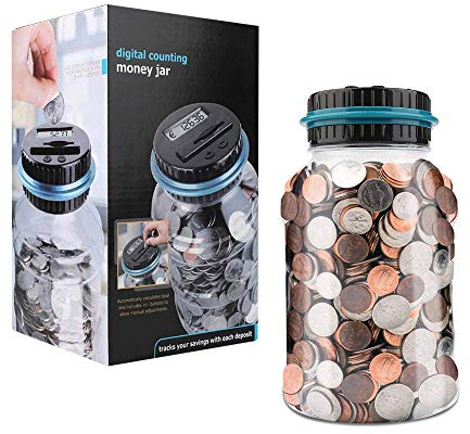 Vegena Geld Sparen Box Gigital, Automatische Münzzähler Spardose mit LCD-Display, Münze Zählwerk Münze Bank Digitale Münze Zählen Große Kapazität für Kinder Erwachsene (Euro)