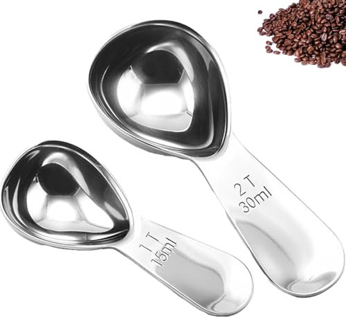 2 Size Coffee Scoop Stainless Steel Coffee Scoops Short Handle Tablespoon Measuring Spoons for Coffee Container for Ground Coffee, Canisters,Tea,Sugar (15ml & 30ml )