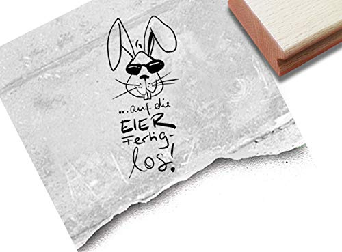 Stempel Osterstempel ...auf die Eier fertig los! mit Hase - Textstempel Ostern Karten Geschenkanhänger Osterdeko Tischdeko Scrapbook - zAcheR-fineT