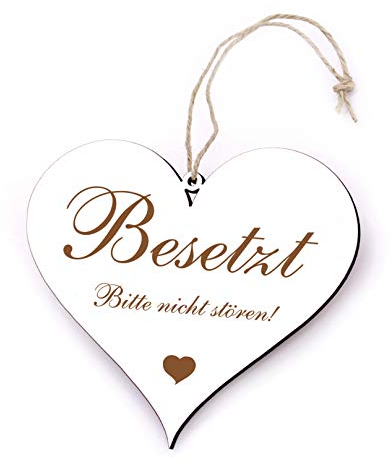 Schild Herz - BESETZT Bitte nicht stören! - graviert Anhänger WC Toilette Türschild 13x12cm | Dekolando Home Accessoires