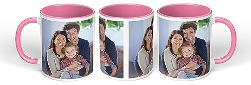 Print Maniacs Personalised Mug Any Image Photo Custom Text Magic Coffee Tea Cup Birthday Gift Father's Mothers Day Funny Mug (Pink Fill and Handle)