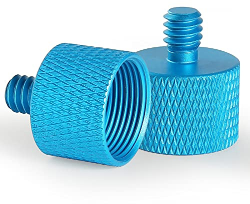 Frgyee 2 Stück Schraube Adapter zu Reduzierstück Gewinde 1/4 auf 5/8 Schraube Konverter zu für Mic Stand,Stativ, Foto Einbeinstativ (Blue)