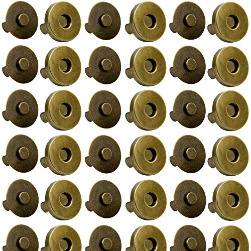 MYUBWTF 20 Set Magnetknöpfe Druckknöpfe, 1,9 cm Geldbörsenverschluss, Magnetknopf Kit zum Nähen, Basteln, Geldbörsen, Taschen, Kleidung, Leder (Antik-Messing)