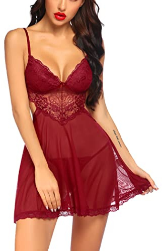Avidlove Bodysuit Women Nachthemd Damen Sexy Desusse Für Frauen Sexy Unterwäsche Damen Weinrot XXL