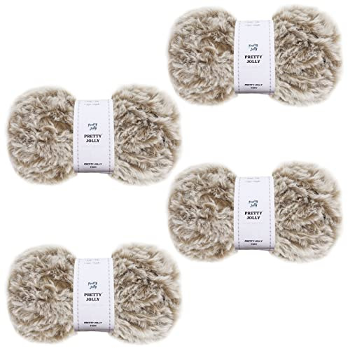 Pretty Jolly 4 Knäuel superweiches Kunstfell, flauschig, Polyester-Garn (hellbraun)