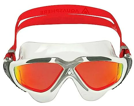 Aqua Sphere Aquasphere Vista a Schwimmbrille, Aquashere, Weiß/Silber/Rot – Silber verspiegelt, L 3665771065015