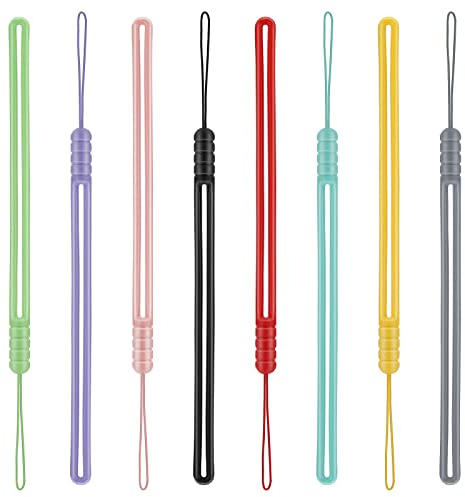 COBEE Silicone Sling, 8 Pcs Wrist Lanyards Assorted Color Phone Lanyard Straps Hand for USB Flash Drives, Wallet, Mp3, Mp4, Mini Cameras, Mobile Phones, 14.5+5cm/5.7+1.96inch