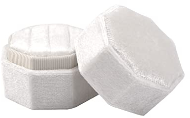 URROMA 1 Packung Ringbox für Hochzeitszeremonie, weiße Samt-Ringschatulle mit 3 Schlitzen, sechseckiger Vintage-Ring-Geschenkbox für Antrag, Verlobung, Hochzeitszeremonie