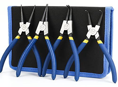 XTYPE 7/9 Inch Circlip Pliers Set Snap Ring Remover Internal External Straight Bend Tip Long Nose Clamp Repair Hand Tool Kits (Size : 7 Inch)