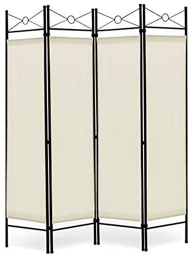 COSTWAY 4 Panel Folding Room Divider, Freestanding Wall Privacy Screen Protector with Detachable Cloth, Home Living Room Bedroom Office Paravent Partition Separator (White)