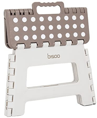 Bisoo Sgabello pieghevole – Piedi per bambini – Sgabello pieghevole portatile in plastica – gradino pieghevole per bagno e cucina, sicuro e pratico per ragazze e ragazzi – 22 cm Moka