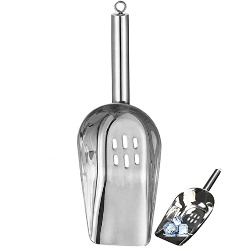 Haowul Stainless Steel Ice Scoop with Drain Holes Metal Ice Scoop for Ice Maker Utensil for Coffee Wedding Bar Kitchen