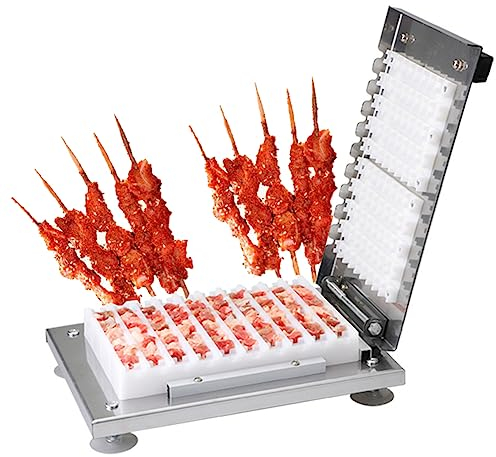 Viande commerciale Machine à cordes Brochettes Kebab Maker Acier inoxydable Manuel Barbecue Stringer Box Machine Viande de boeuf Légumes Chaîne Grill Accessoires de cuisine Outil de barbecue en plein