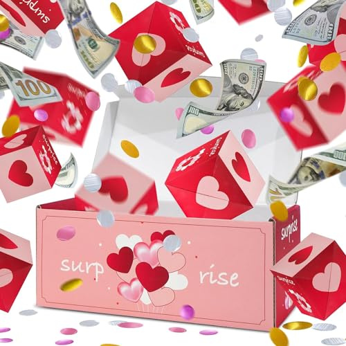 Hiwhy Überraschung Geschenkbox Explosion mit Konfetti, Pop Up Geschenkbox für Geburtstage, Weihnachten, Heiratsanträge