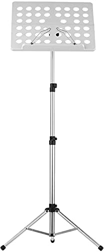 Samnuerly Notenständer, Notenständer, Stativständer, zusammenklappbare Blechhalterung, Notenständer aus Aluminiumlegierung, Wasserabweisende Tragetasche (Farbe: Flanger-Silber)