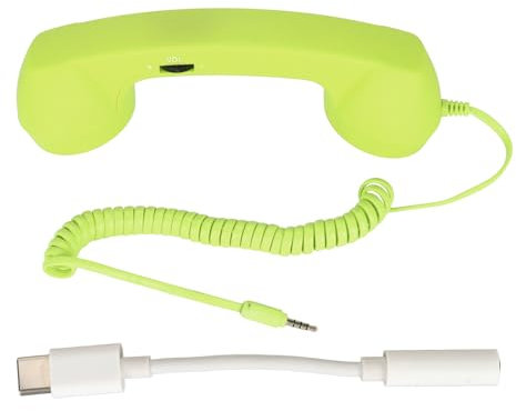 Beufee Telephone Handset for Cellphone, Retro Phone Handset with 3.5mm Jack Mobile Phone Receiver Old Telephone Headset Handheld Receiver for Cell Phone(Green)