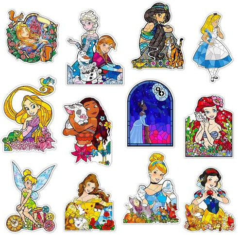 GTOTd Princess Fridge Magnet (12 Pack) | Cute Girls Merch Flexible Reusable Vinyl Magnetic Decal for Blackboard Locker Fridge Decor Teens