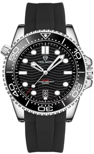 AuRiver Reloj Hombre Sumergible, Reloj Pulsera Hombre Cuarzo analógico Luminoso, Relojes Ocio Moda Hombre, Calendario Pulsera sílice (Negro)