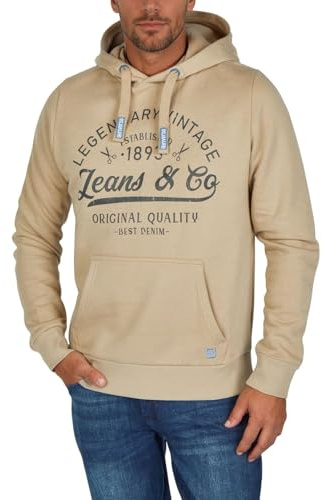riverso Hoodie herr regular fit RIVArmin huvtröja tröja tryck beige grön grå blå marinblå svart S M L XL XXL 3XL 4XL 5XL, Cobblestone beige, 3XL