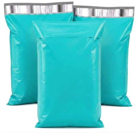 Switory Parcel Bags Postal Bags Shipping Bags Strong Adhesive Mailing Bags, Waterproof and Tear-Proof Multipurpose Envelopes for Clothing, Small Business, Boutique, 30.5 x 39.5cm, Teal Green, 25pcs