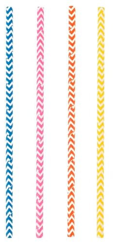 Monouso | 50 Pajitas Rectas de Papel a Rayas, Colores Variados, 40cm, Ø8mm, Reciclable, Desechable, Ideal para granizados, Smoothies, Cañitas de cartón, Pajitas de colores.