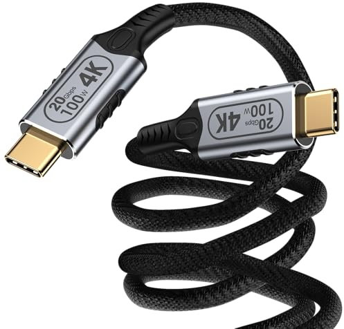 cavo USB Type-C lungo 5 metri, 100W Cavo USB Type-C PD 5A Ricarica rapida QC 3.1 Nylon intrecciato, 20Gbps per laptop, telefono cellulare, dispositivi, monitor