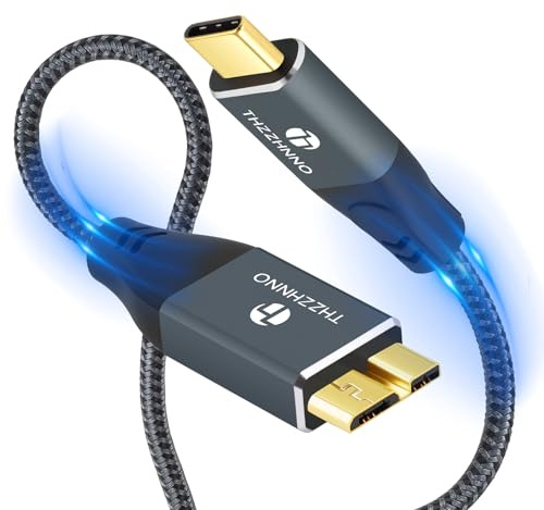 Thzzhnno USB C to Micro B Cable 1.6FT, Micro B to USB C Hard Drive Cable,for iPhone 15,16, My Passport,MacBook Pro/Air, iPad/Tablet