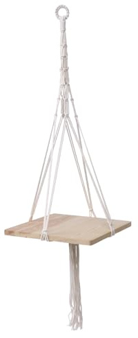 Toddmomy Handgewebter Makramee Blumentopfhalter aus Baumwolle und Holz Rissfest für Indoor und Outdoor als Dekorativer Balkon Hängepflanzenhalter