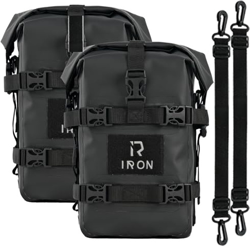 RIDEIRON Motorcycle Crash Bar Bag Waterproof 5L*2pcs Bumper Duffel Side Bags with Shoulder Strap Tail Bag Luggage Dry Tool Carry PVC Travel Hiking