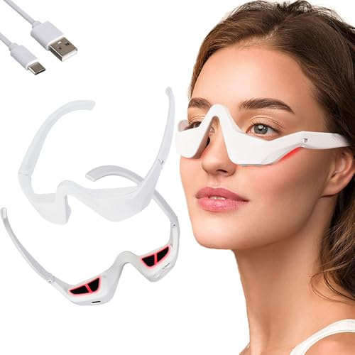Dispositivo Renewa Eyelift, gafas de terapia de luz roja de ojo para removedor círculos oscuros ojos hinchazones Reducción de arrugas de bolsas, ojos de lente levantamiento masajeador (1Set)