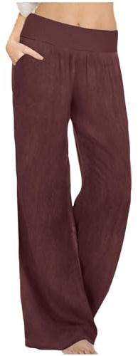 riou Pantalon Fino Verano Mujer Tallas Grandes Casuales Cintura Alta Pantalones Informales Vintage Palazzo Pantalón De Chándal Cómodo Y Transpirable para Playa Diario Yoga