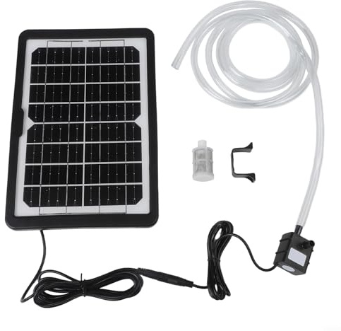 FACULX Pompe solaire pour fontaine à eau, pompe à eau 6 W 9 V, fontaine d'extérieur, comprend filtre et tuyau d'eau, pour bain d'oiseaux, jardin, aquarium