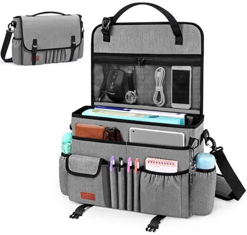 Eurhomewit Autositz Organizer Vordersitz - 2 in 1 Auto Organizer mit Laptopfach für 15-17 Laptop & Aktentasche, Rücksitz Organizer für Kinder, Grau