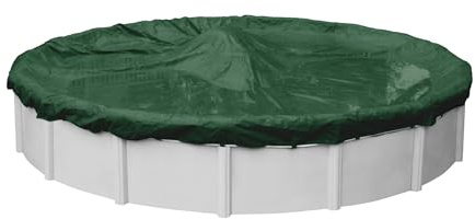 Pool Mate 18 ft Classic Green Winter Pool Cover for Above Ground Pools, 4 ft Overlap (22 ft Cover Size), Solid 8 x 8 Scrim, 2.36 oz/yd2, 10-Year Warranty, Style: 3218-4PMA
