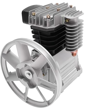 SuhoFutus 2065-420L 3HP Profi 2-Zylinder Luftkompressor-Pumpenkopf, 960 U/Min, Max 10 Bar, Geringes Geräusch (79dB), Ölgeschmiert, Robuster Kolben-Kompressorblock für Industrie und Werkstatt