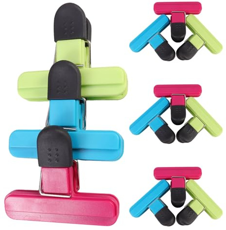 POPETPOP 12 pièces Lot de Clips de Fermeture pour Sacs Alimentaires Pinces Étanches Plastique Réutilisables pour Cuisine Bureau et Rangement Snack Maintien Hermétique pour Prolonger