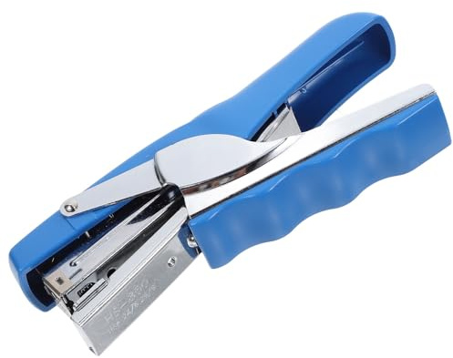 QUMIIRITY Handheld Stapler Tool Blue Small Metal Long Handle Stapling Tool Ergonomic Classroom Stapler Device for Office Desktop and Student Use