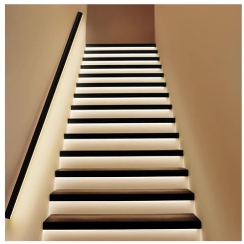 Pasamanos LED para escalera con sensor de cuerpo, riel de aleación de aluminio luminoso para escaleras interiores y exteriores
