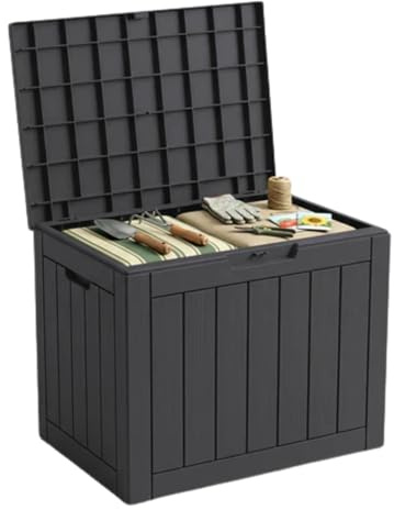 Floordirekt Baúl de almacenamiento - Antracita - Baúl impermeable para terraza y balcón - 118L - Baúl de jardín - 56 x 43 x 53 cm (118 L)