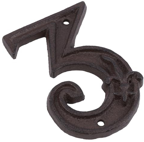 COHEALI Door House Numbers Decorative Door Plaques Cast Iron Waterproof Strong Retro Design with Hammered Look and Bright Finish for Indoor Use and Mailbox, Includes Mounting Screws