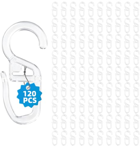 120 Stück Transparent Faltenlegehaken Gardinenhakens für Schienen | Universal Gardinengleiter 6mm mit Öse Gardinenhaken Vorhang Haken,Gardinenhaken für Ringe,Gardinen Haken zum Einhängen