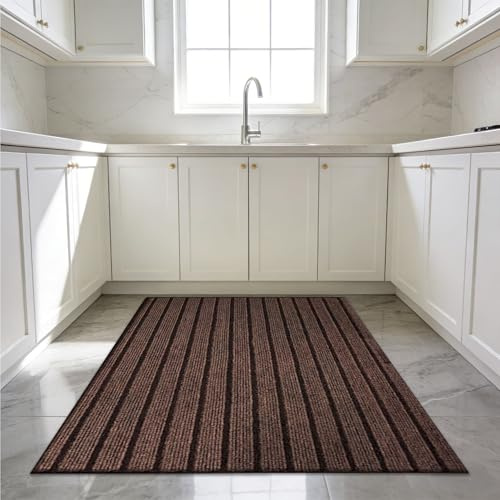 GUOZHEN Felpudo Entrada Casa 40 x 84 cm para Una Entrada Limpia Alfombra para Suelo Secado Rápido y Resistente para Recibidor Pasillo, Cocina, Dormitorio, marrón